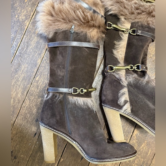 Iconic! Shearling and suede Italian boots with crepe sole. 9.5 - Picture 2 of 8